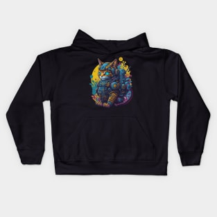 Colorful Robotic Cat Kids Hoodie